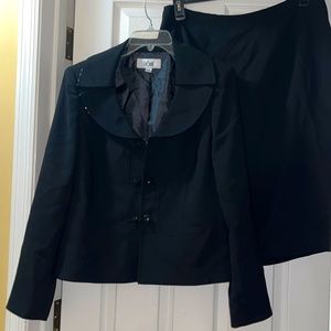 Le Suit Two Piece Black Suit Jacket and Skirt